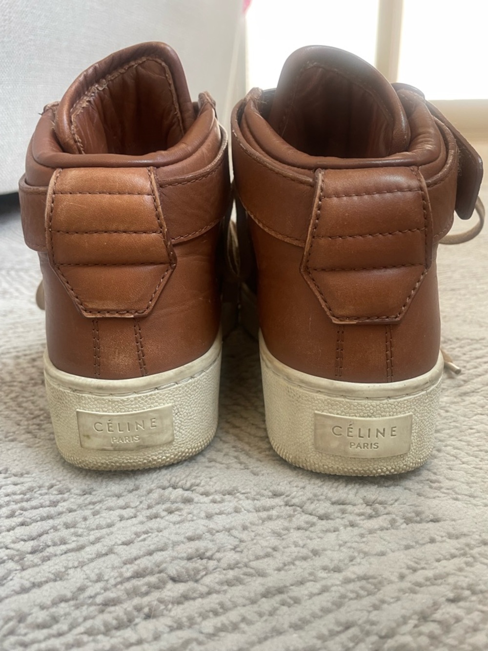 Celine Women’s High-Top Leather Sneakers in Brown - Picture 6 of 13